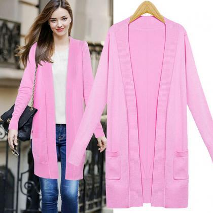 Solid Color Stitching Knitted Jacket 4254810