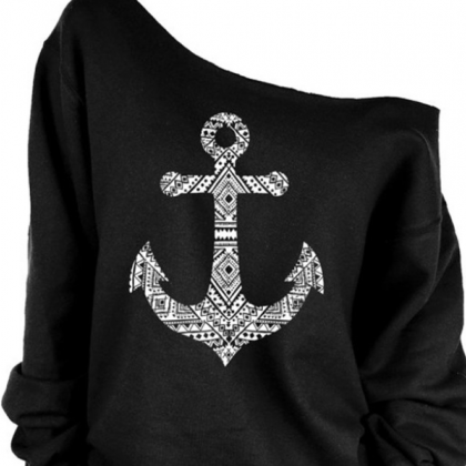 Sexy Strapless Anchor Pattern Sweater 2681471