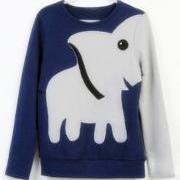 ELEPHANT PATTERN LONG-SLEEVED PULLOVER SWEATER 