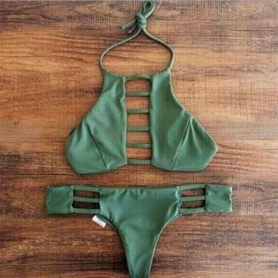 Sexy hollow out solid bikini 9104784
